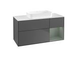 Villeroy und Boch Finion Waschtischunterschrank F711GMGK 120x60,3x50,1cm, Regal rechts Olive Matt Lacquer, Anthracite matt