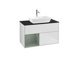 Villeroy und Boch Finion Waschtischunterschrank G772GMMT 100cm, Abdeckplatte black matt, Emotion, Regale Olive matt lacquer, White matt lacquer