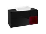 Villeroy und Boch Finion Waschtischunterschrank G712HBPH 120x60,3x50,1cm, Regal rechts Peony, Glossy Black Lacquer