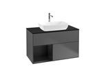 Villeroy und Boch Finion Waschtischunterschrank G772PDGK 100cm, Abdeckplatte black matt, Emotion, Regale Black matt lacquer, Anthracite matt
