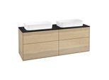 Villeroy und Boch Finion Waschtischunterschrank F72200PC 160x60,3x50,1cm, Glass Black Matt, Oak Veneer