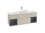 Villeroy und Boch Finion Waschtischunterschrank G861HGHH 160cm, Abdeckplatte white matt, Emotion, Regale Midnight matt lacquer, Sand Matt Lacquer