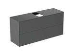Ideal Standard Conca Waschtisch-Unterschrank T3949Y2 mit Ausschnitt, 2 Auszüge, 120x37x55 cm, mittig, Anthrazit matt lackiert