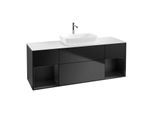 Villeroy und Boch Finion Waschtischunterschrank G861PDPD 160cm, Abdeckplatte white matt, Emotion, Regale Black matt lacquer, Black matt lacquer