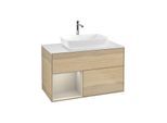 Villeroy und Boch Finion Waschtischunterschrank G771HHPC 100cm, Abdeckplatte white matt, Emotion, Regale sand matt lacquer, Oak Veneer