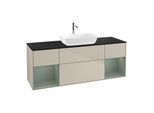 Villeroy und Boch Finion Waschtischunterschrank G862GMHH 160cm, Abdeckplatte black matt, Emotion, Regale Olive matt lacquer, Sand Matt Lacquer
