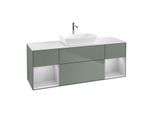 Villeroy und Boch Finion Waschtischunterschrank G861GJGM 160cm, Abdeckplatte white matt, Emotion, Regale Light grey matt lacquer, Olive Matt Lacquer