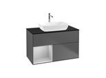Villeroy und Boch Finion Waschtischunterschrank G772GJGK 100cm, Abdeckplatte black matt, Emotion, Regale Light grey matt lacquer, Anthracite matt