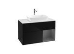 Villeroy und Boch Finion Waschtischunterschrank F781GKPH 100cm, Abdeckplatte white matt, Regale Anthracite matt lacquer, Glossy Black Lacquer