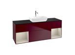 Villeroy und Boch Finion Waschtischunterschrank F862HHHB 160cm, Abdeckplatte black matt, Regale sand matt lacquer, Peony Matt