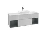 Villeroy und Boch Finion Waschtischunterschrank G861HGGJ 160cm, Abdeckplatte white matt, Emotion, Regale Midnight matt lacquer, Light grey matt