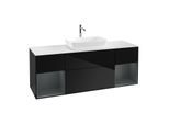 Villeroy und Boch Finion Waschtischunterschrank G861HGPH 160cm, Abdeckplatte white matt, Emotion, Regale Midnight matt lacquer, Glossy Black Lacquer