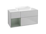 Villeroy und Boch Finion Waschtischunterschrank G701GMGJ 120x60,3x50,1cm, Regal rechts Olive Matt Lacquer, Light grey matt