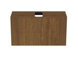Ideal Standard Conca Waschtisch-Unterschrank T3948Y5 mit Ausschnitt, 2 Auszüge, 100x37x55 cm, mittig, Walnuss dunkel Furnier
