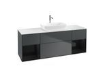 Villeroy und Boch Finion Waschtischunterschrank F861PHHG 160cm, Abdeckplatte white matt, Regale Glossy black lacquer, Midnight Blue Matt Lacquer