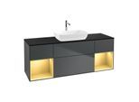 Villeroy und Boch Finion Waschtischunterschrank G862HFHG 160cm, Abdeckplatte black matt, Emotion, Regale Gold matt lacquer, Midnight Blue Matt Lacquer