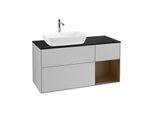Villeroy und Boch Finion Waschtischunterschrank G812GNGJ 120cm, Abdeckplatte black matt, Emotion, Regale Walnut Veneer, Light grey matt