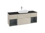 Villeroy und Boch Finion Waschtischunterschrank F862HGHH 160cm, Abdeckplatte black matt, Regale Midnight matt lacquer, Sand Matt Lacquer