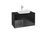 Villeroy und Boch Finion Waschtischunterschrank G772GKPD 100cm, Abdeckplatte black matt, Emotion, Regale Anthracite matt lacquer, Black matt lacquer