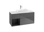 Villeroy und Boch Finion Waschtischunterschrank G821PDGK 120cm, Abdeckplatte white matt, Emotion, Regale Black matt lacquer, Anthracite matt