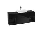 Villeroy und Boch Finion Waschtischunterschrank G862PHPH 160cm, Abdeckplatte black matt, Emotion, Regale Glossy black lacquer, Glossy Black Lacquer