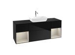 Villeroy und Boch Finion Waschtischunterschrank G862HHPH 160cm, Abdeckplatte black matt, Emotion, Regale sand matt lacquer, Glossy Black Lacquer