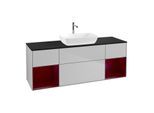 Villeroy und Boch Finion Waschtischunterschrank F862HBGJ 160cm, Abdeckplatte black matt, Regale Peony matt lacquer, Light grey matt