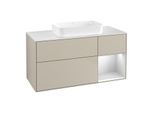 Villeroy und Boch Finion Waschtischunterschrank G711MTHH 120x60,3x50,1cm, Regal rechts White matt lacquer, Sand Matt Lacquer
