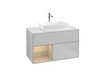 Villeroy und Boch Finion Waschtischunterschrank G771PCGJ 100cm, Abdeckplatte white matt, Emotion, Regale Oak Veneer, Light grey matt