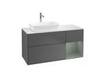 Villeroy und Boch Finion Waschtischunterschrank F811GMGK 120cm, Abdeckplatte white matt, Regale Olive matt lacquer, Anthracite matt