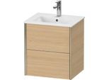 Duravit XViu Waschtisch-Unterschrank XV43150B130 51x42x56cm, 2 Schubkästen, wandhängend, champagner matt, Eiche natur