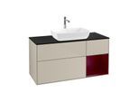 Villeroy und Boch Finion Waschtischunterschrank F832HBHH 120cm, Abdeckplatte black matt, Regale Peony matt lacquer, Sand Matt Lacquer