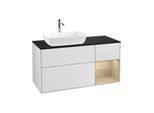 Villeroy und Boch Finion Waschtischunterschrank G812PCMT 120cm, Abdeckplatte black matt, Emotion, Regale Oak Veneer, White matt lacquer