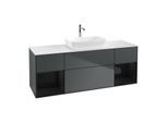 Villeroy und Boch Finion Waschtischunterschrank G861PHHG 160cm, Abdeckplatte white matt, Emotion, Regale Glossy black lacquer, Midnight Blue Matt Lacquer