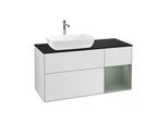 Villeroy und Boch Finion Waschtischunterschrank F812GMMT 120cm, Abdeckplatte black matt, Regale Olive matt lacquer, White matt lacquer