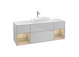 Villeroy und Boch Finion Waschtischunterschrank F861PCGJ 160cm, Abdeckplatte white matt, Regale Oak Veneer, Light grey matt
