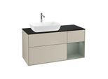 Villeroy und Boch Finion Waschtischunterschrank F812GMHH 120cm, Abdeckplatte black matt, Regale Olive matt lacquer, Sand Matt Lacquer