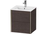 Duravit XViu Waschtisch-Unterschrank XV43150B172 51x42x56cm, 2 Schubkästen, wandhängend, champagner matt, eiche dunkel gebürstet