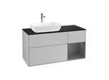 Villeroy und Boch Finion Waschtischunterschrank F812GKGJ 120cm, Abdeckplatte black matt, Regale Anthracite matt lacquer, Light grey matt
