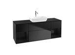 Villeroy und Boch Finion Waschtischunterschrank G862PHPD 160cm, Abdeckplatte black matt, Emotion, Regale Glossy black lacquer, Black matt lacquer