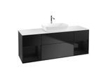 Villeroy und Boch Finion Waschtischunterschrank F861PHPD 160cm, Abdeckplatte white matt, Regale Glossy black lacquer, Black matt lacquer