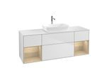 Villeroy und Boch Finion Waschtischunterschrank G861PCMT 160cm, Abdeckplatte white matt, Emotion, Regale Oak Veneer, White matt lacquer