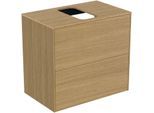 Ideal Standard Conca Waschtisch-Unterschrank T3946Y6 mit Ausschnitt, 2 Auszüge, 60x37x55 cm, mittig, Eiche hell Furnier