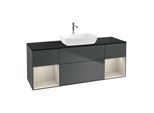 Villeroy und Boch Finion Waschtischunterschrank G862HHHG 160cm, Abdeckplatte black matt, Emotion, Regale sand matt lacquer, Midnight Blue Matt Lacquer
