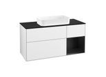 Villeroy und Boch Finion Waschtischunterschrank F712PDGF 120x60,3x50,1cm, Regal rechts Black matt lacquer, Glossy white lacquer