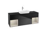 Villeroy und Boch Finion Waschtischunterschrank G862HHPD 160cm, Abdeckplatte black matt, Emotion, Regale sand matt lacquer, Black matt lacquer