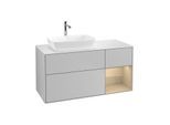 Villeroy und Boch Finion Waschtischunterschrank G811PCGJ 120cm, Abdeckplatte white matt, Emotion, Regale Oak Veneer, Light grey matt