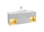 Villeroy und Boch Finion Waschtischunterschrank G861HFGJ 160cm, Abdeckplatte white matt, Emotion, Regale Gold matt lacquer, Light grey matt