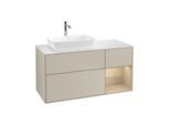 Villeroy und Boch Finion Waschtischunterschrank G811PCHH 120cm, Abdeckplatte white matt, Emotion, Regale Oak Veneer, Sand Matt Lacquer