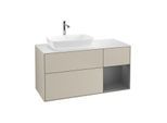 Villeroy und Boch Finion Waschtischunterschrank G811GKHH 120cm, Abdeckplatte white matt, Emotion, Regale Anthracite matt lacquer, Sand Matt Lacquer